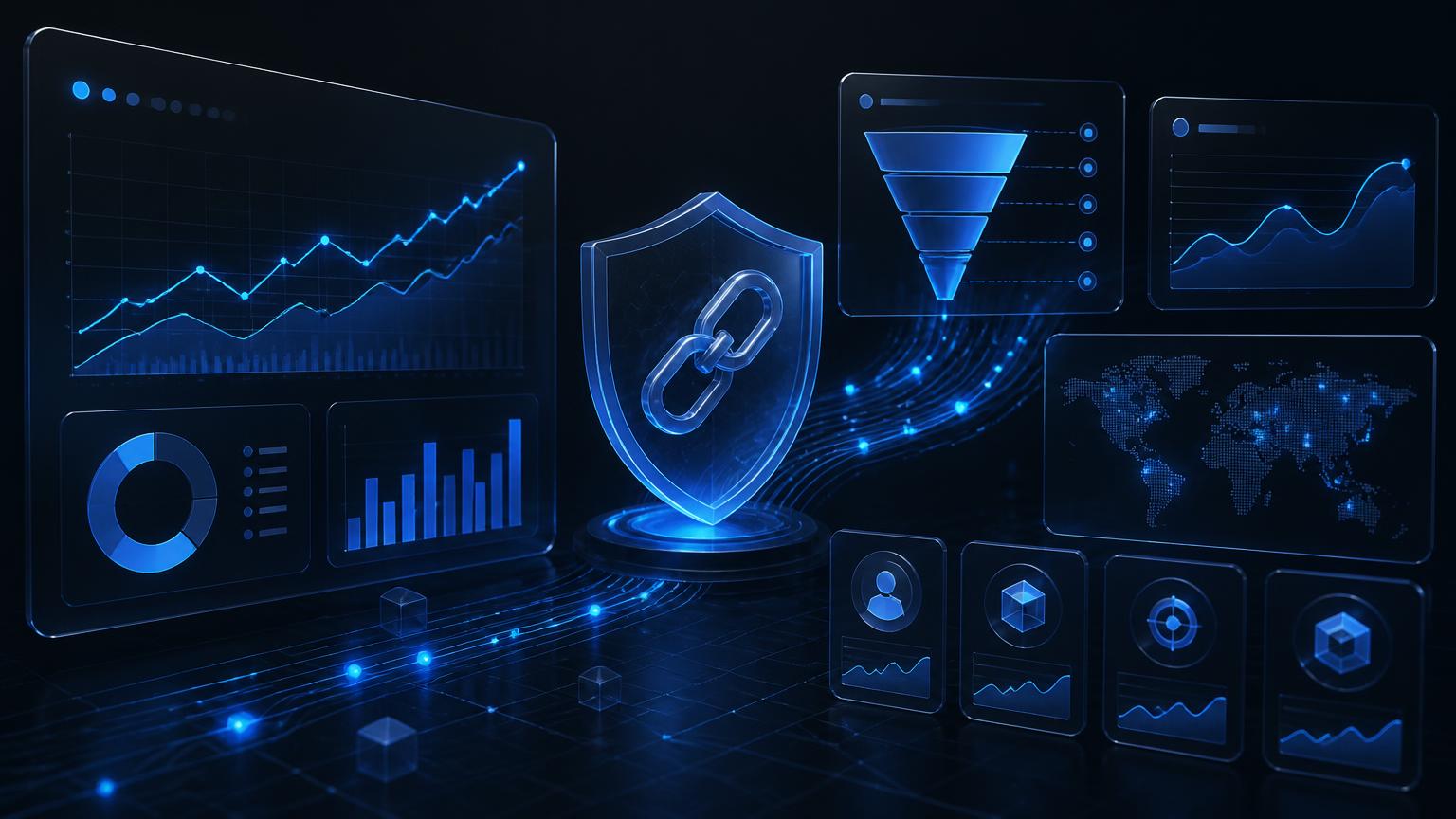 Paneles de analítica de afiliación iGaming con embudos de conversión, gráficas de FTDs y un escudo de atribución segura